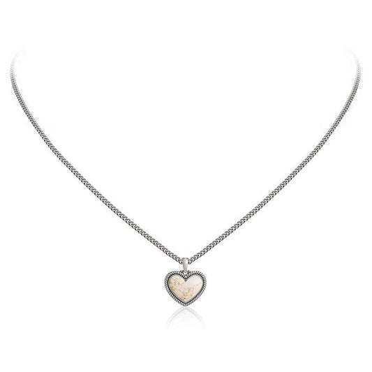 Wrangler Western Heart Necklace – Silver-Plated Teardrop Gemstone | Women’s Everyday & Special Occasions