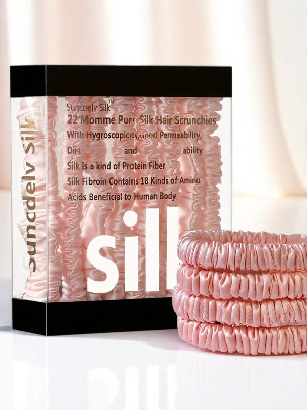 Silk Hair Accessories Set - Soft Gentle Minimalist Scrunchies, Thick Hair-Friendly for Women & Girls