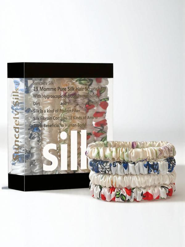 Silk Hair Accessories Set - Soft Gentle Minimalist Scrunchies, Thick Hair-Friendly for Women & Girls