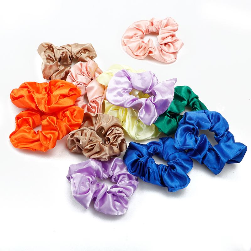 Women's Silk Satin Scrunchies - Random Color Silk Hair Ties for Ponytails