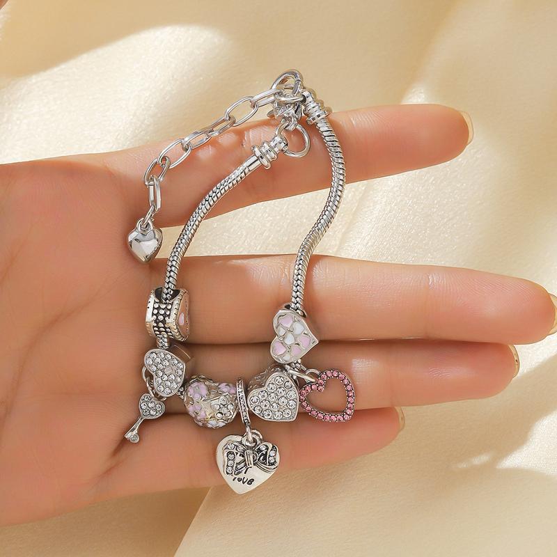 Dainty Heart CZ Cartoon Friendship Bracelet - Adjustable Snake Chain, Perfect Gift for Women, Friends, Mom & Teens