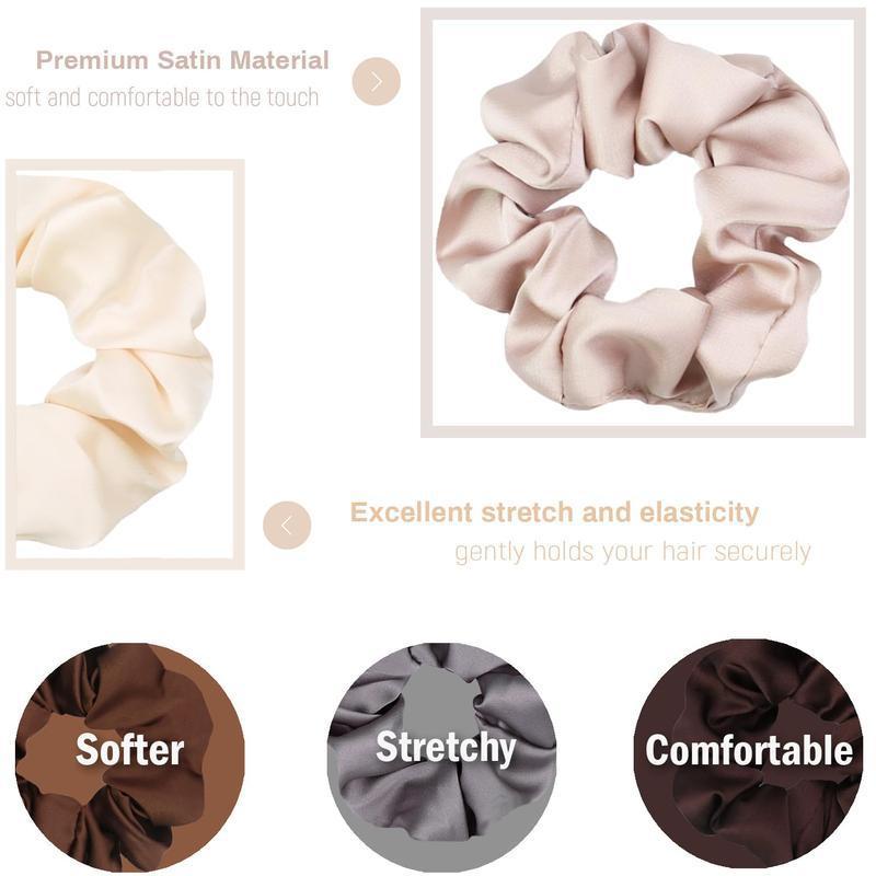 1 Pcs Women's Satin Scrunchies - Soft Silk-Like Ponytail Ties (Random Color)