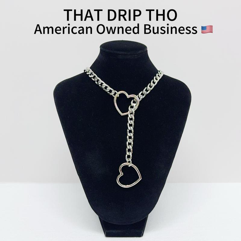 ThatDripTho Heart O-Ring Slip Chain – Punk Style Adjustable Unisex Daily Jewelry