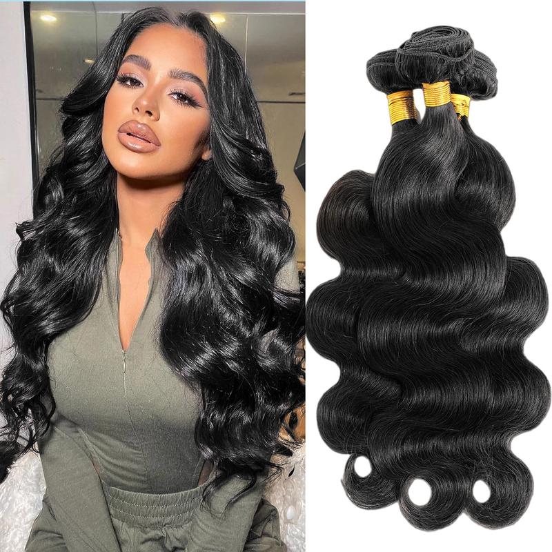 Vinisay Brazilian Virgin Hair Bundles - Body Wave/Straight Quick Weave 12-30" Natural Black