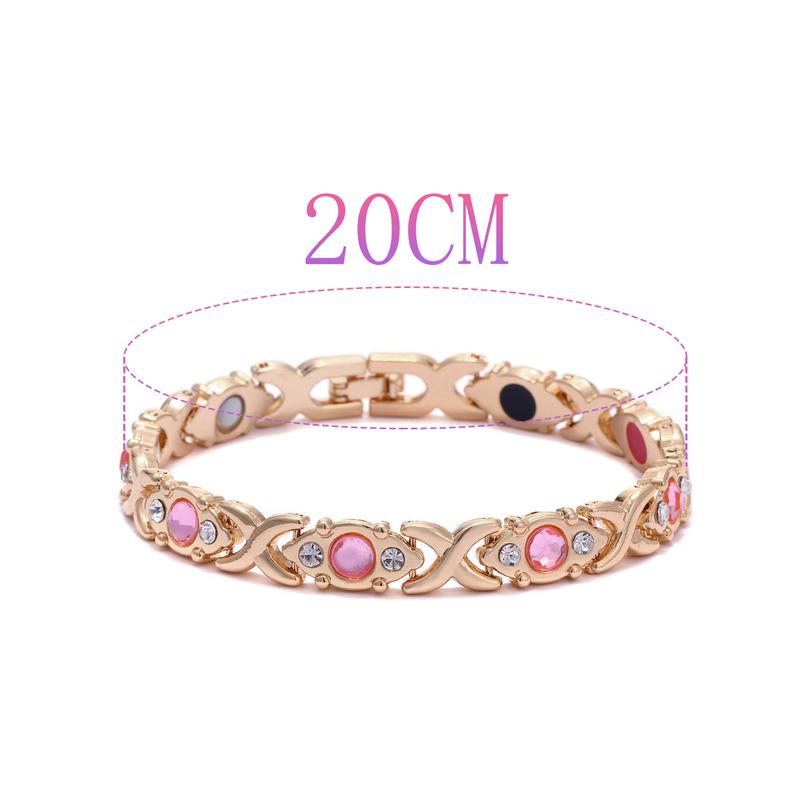 Ladies' Energy Magnetic Bracelet - Eco-Friendly Alloy with Diamonds | Adjustable Wristband
