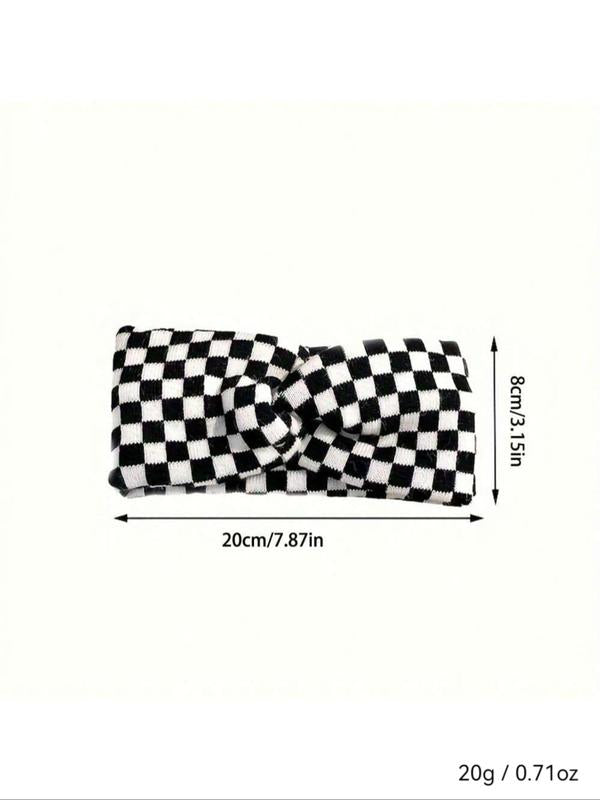Wide Knot Design Checked Headband - Casual Versatile Minimalist Hair Accessory for Thick Hair