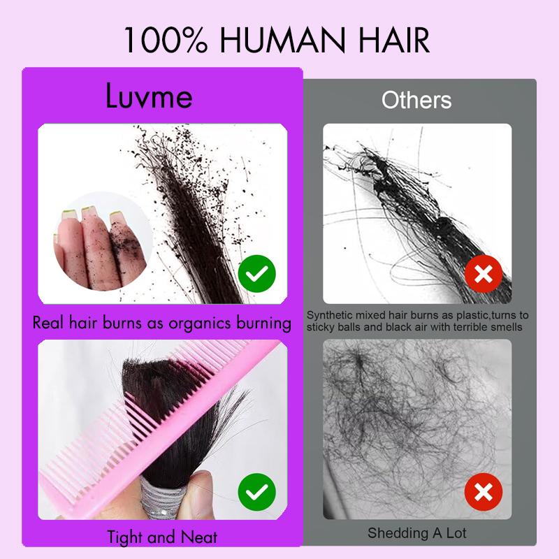 LUVME 100% Virgin Hair Extensions - Invisible Seamless Edge | Straight/Body Wave/Burmese Curly