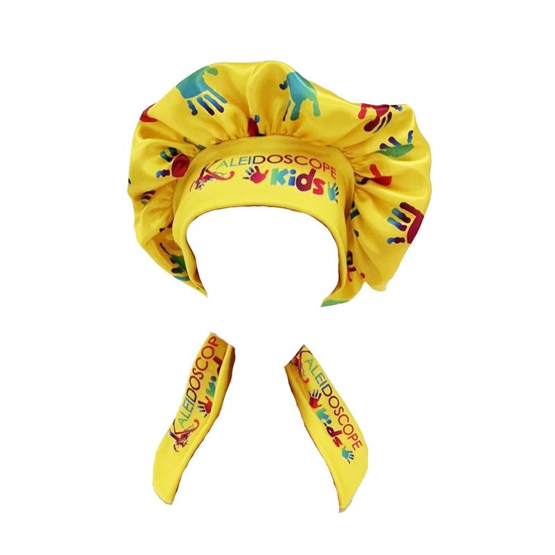 Yellow Satin Bonnet for Kids - Kaleidoscope Stylish Hair Accessory