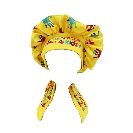Yellow Satin Bonnet for Kids - Kaleidoscope Stylish Hair Accessory