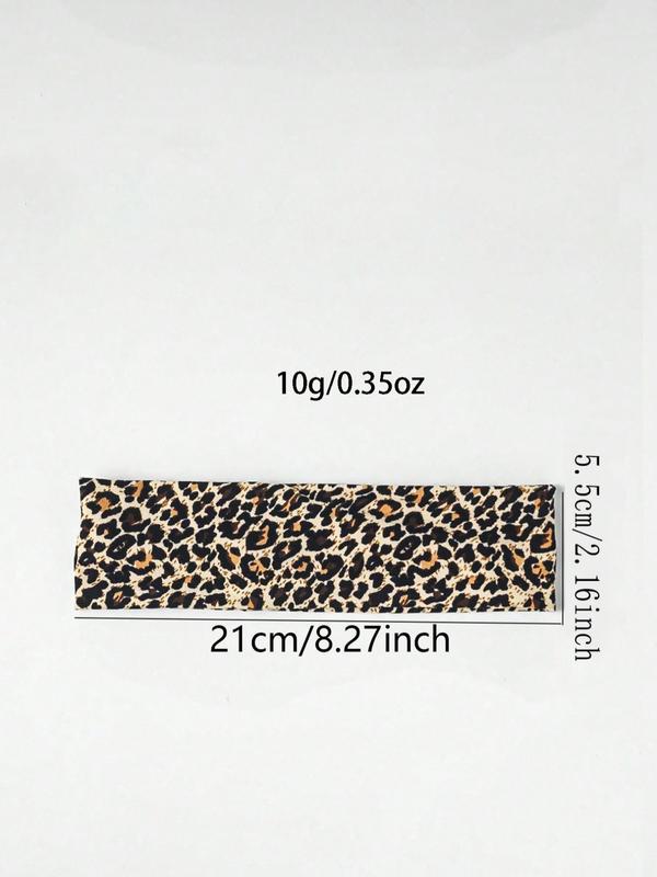 5pcs Versatile Women's Leopard Satin Headbands - Everyday Turban Hairband & Sweatband