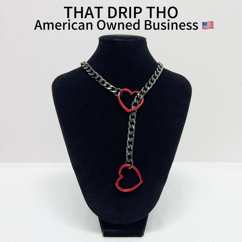 ThatDripTho Heart O-Ring Slip Chain – Punk Style Adjustable Unisex Daily Jewelry