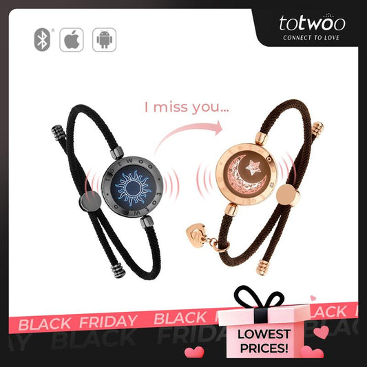 Totwoo Long Distance Touch Bracelets - Sun Moon, Bluetooth Love Gift for Couples & Family | Trendy Bangle