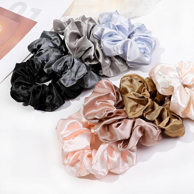 1 Pcs Women's Satin Scrunchies - Soft Silk-Like Ponytail Ties (Random Color)