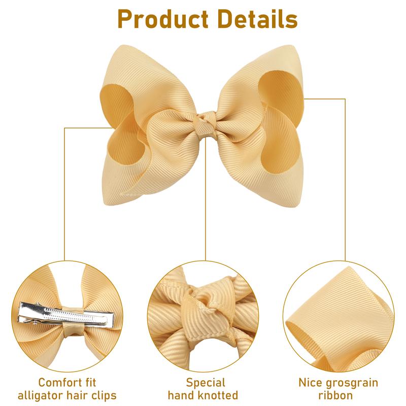 40 Pcs Grosgrain Ribbon Hair Bows Clips, 4.5 Inch & 3 Inch Boutique Alligator Clips Barrettes, Assorted Pairs Hair Accessories for Girls