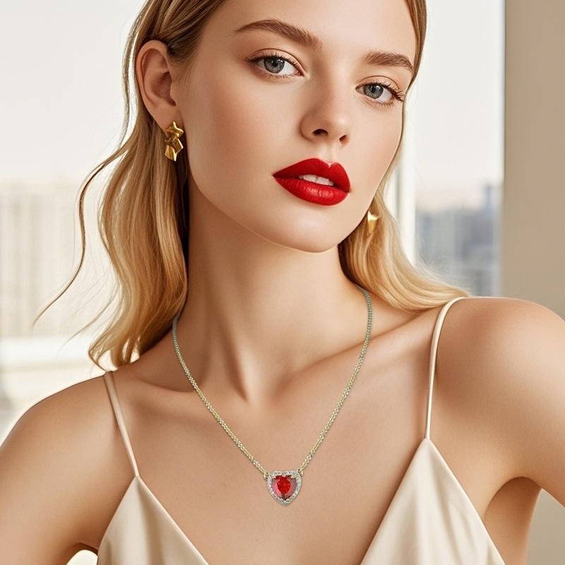 MEIITRUE 14K Gold Plated Heart & Dagger Cross Pendant - Zirconia Couple Gift