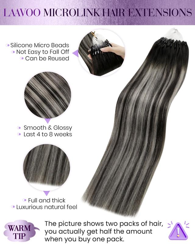 LaaVoo Micro Ring Human Hair Extensions - 56 Gram Real Human Hair Micro Extensions