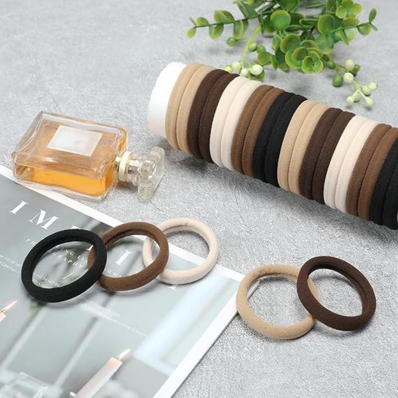 20 Pcs 4-Color Seamless Hair Bands - No-Damage Thick Elastic Scrunchies (Neutral Black, Unisex)