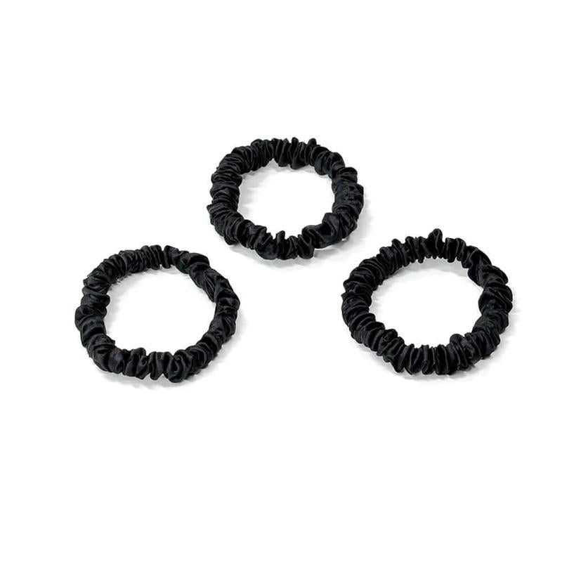 Blissy 3-Pack Skinny Silk Scrunchies - 100% Mulberry Silk, Dent-Free & Snag-Free