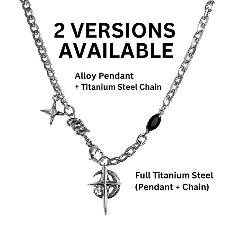 Men’s Titanium Steel Black Sapphire Star Necklace – Unique Hip-Hop Street Style (Free Gift Box)