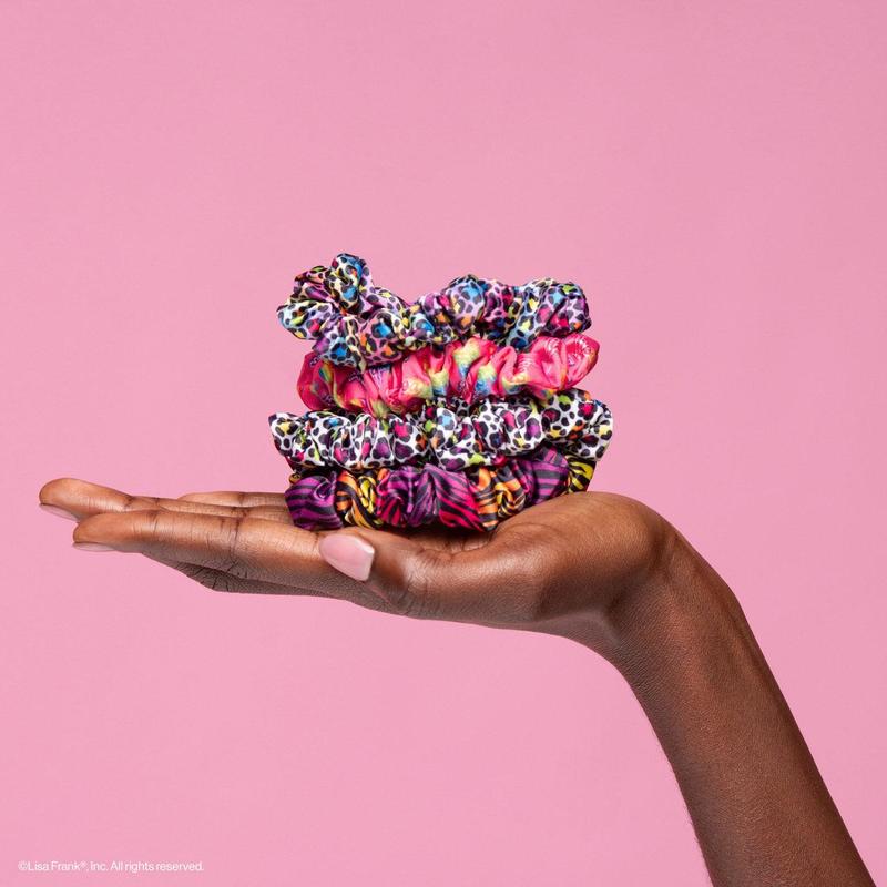 Lisa Frank x Kitsch Collaboration - Rainbow Leopard Ruched Satin Scrunchies
