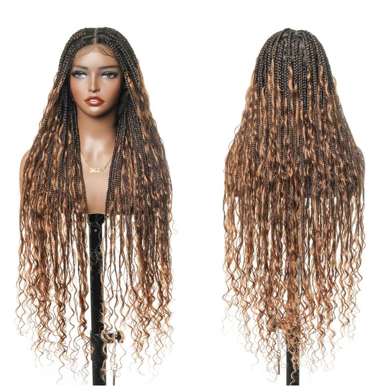 JALIZA 24"/36" Boho Box Braids Wig - 100% Human Hair Blend | Pre-Cut Transparent Lace 86 Strands