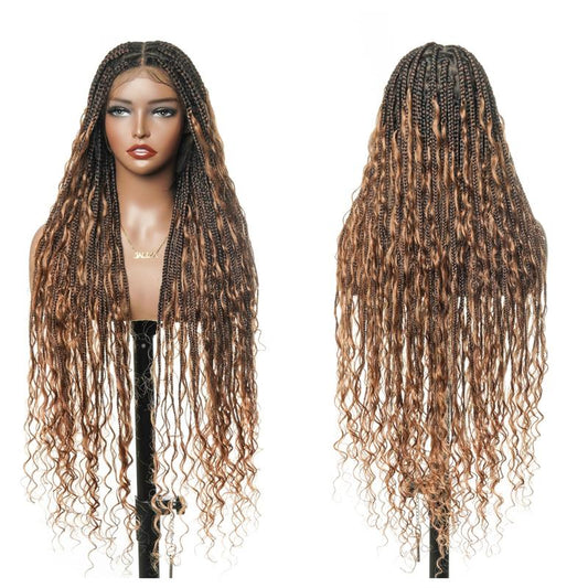 JALIZA 24"/36" Boho Box Braids Wig - 100% Human Hair Blend | Pre-Cut Transparent Lace 86 Strands