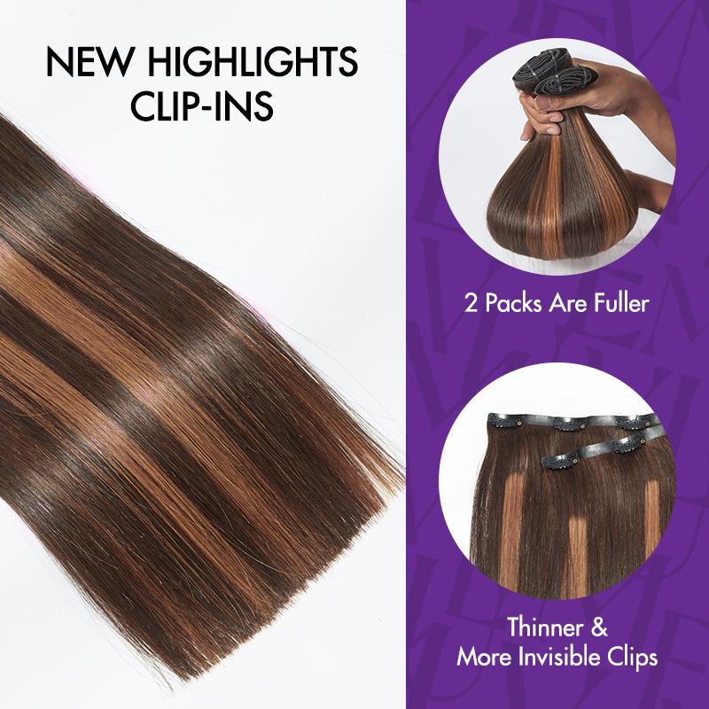 100% Virgin Human Hair Clip-Ins - LUVME Seamless Edge (Straight/Body Wave/Kinky Curly/Yaki/Messy Burmese)