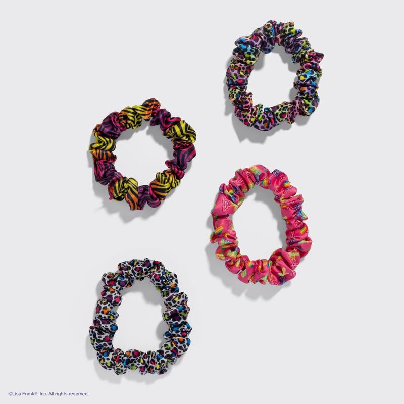 Lisa Frank x Kitsch Collaboration - Rainbow Leopard Ruched Satin Scrunchies