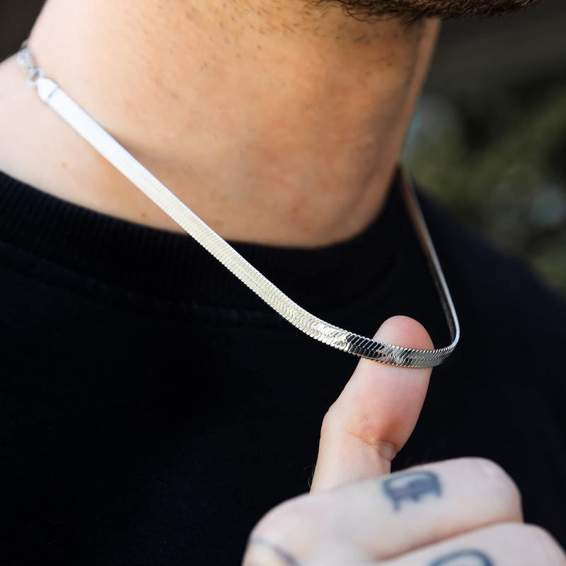 Tewiky Dainty 5mm Gold Herringbone Choker - Thin Layered Chunky Snake Chain Necklace | Teen Gift for Women