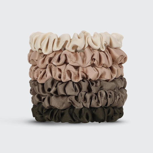 Ultra Petite Eucalyptus Scrunchies - 6pc Satin Hair Ties