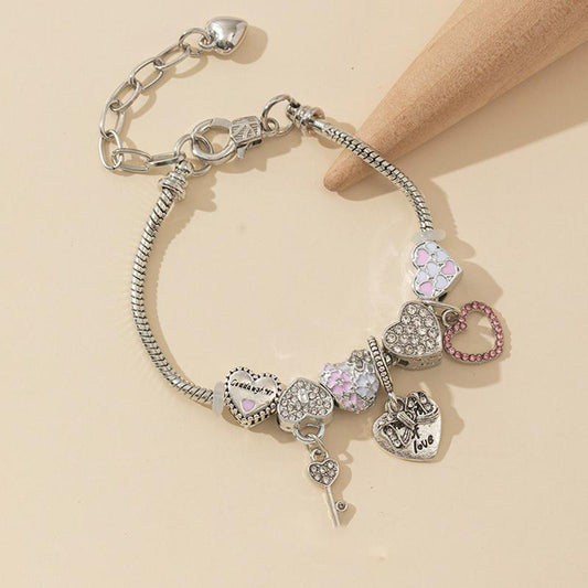 Dainty Heart CZ Cartoon Friendship Bracelet - Adjustable Snake Chain, Perfect Gift for Women, Friends, Mom & Teens