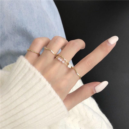 Student Adjustable Punk Retro Ring - Gold/Silver Washable Durable Fashion Jewelry