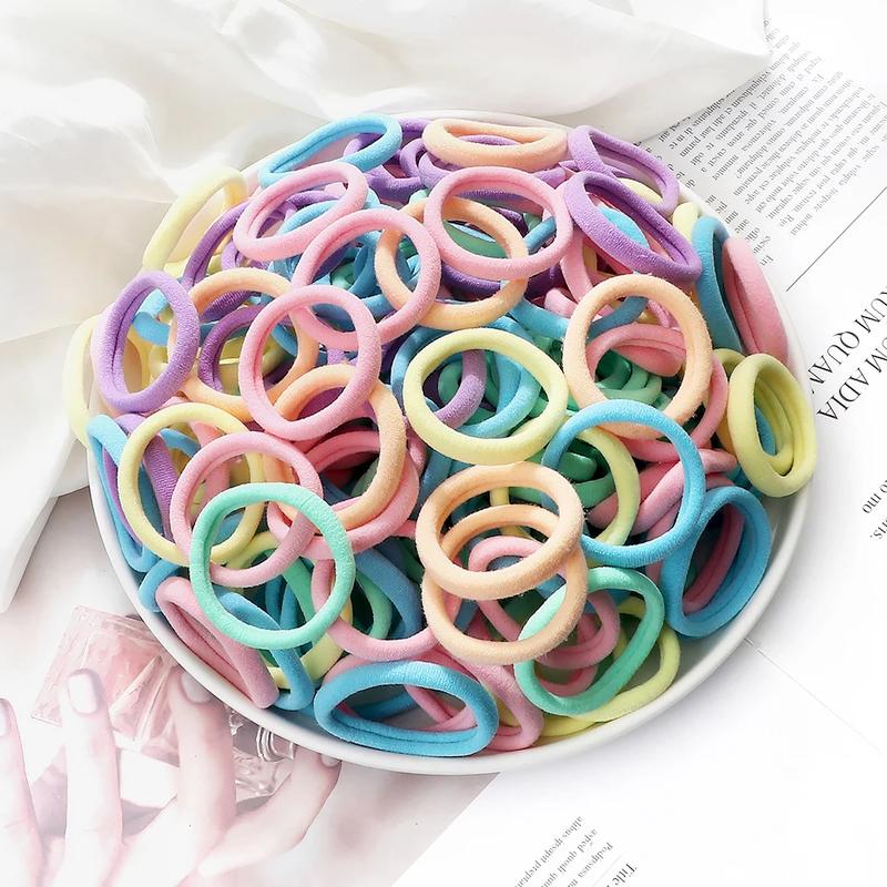 Black Friday 300Pcs High Elastic Hair Ties - Random Candy Color Rubber Bands + Ponytail Holders