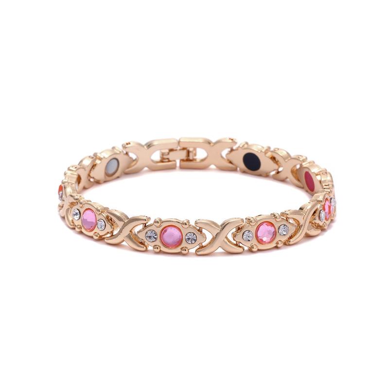 Ladies' Energy Magnetic Bracelet - Eco-Friendly Alloy with Diamonds | Adjustable Wristband