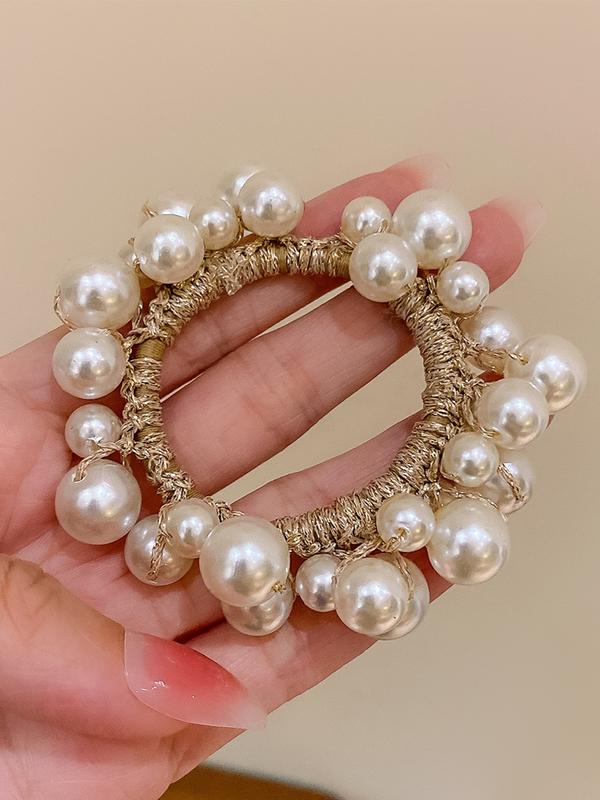 Beaded Elastic Hair Scrunchies - Stylish Durable Ponytail Holders for Women & Girls (Everyday Use)