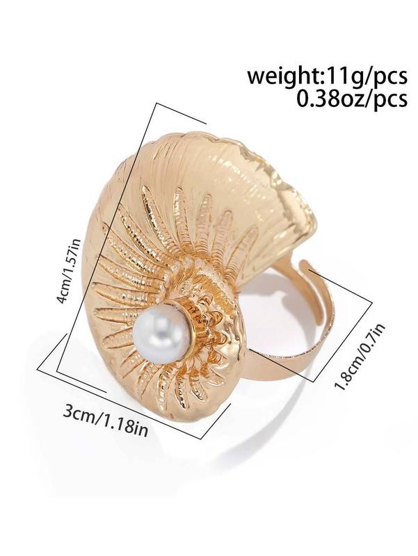 Like My Choice Conch Ring - Gold Pearl Design, Elegant Accessory for Beach & Daily Wear