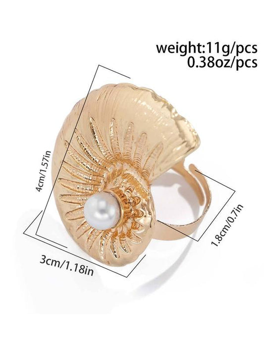Like My Choice Conch Ring - Gold Pearl Design, Elegant Accessory for Beach & Daily Wear