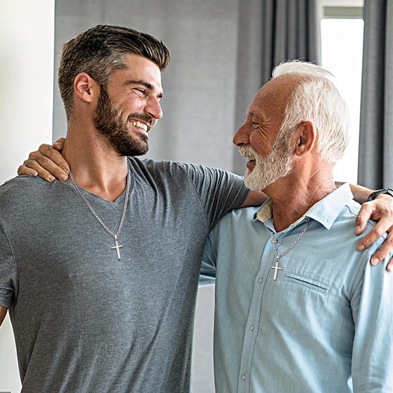 Unisex 925 Silver Cross Necklace by MILACOLATO – 5mm Cuban/Figaro Link Chain