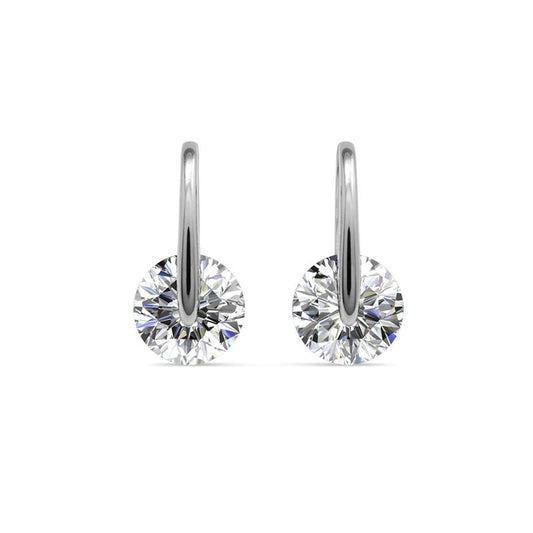 18K White Gold Plated Hypoallergenic Earrings - Crystal Diamond Simulant Jewelry