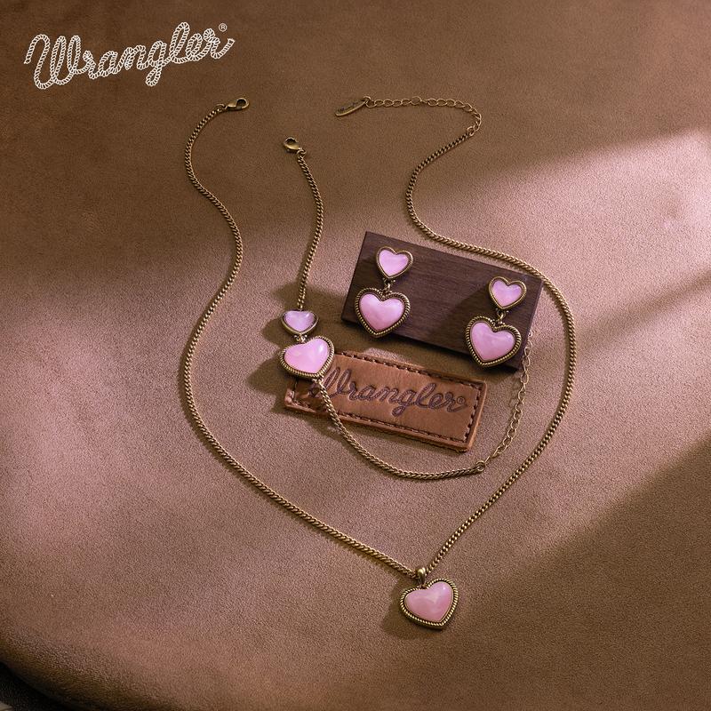 Wrangler Western Heart Necklace – Silver-Plated Teardrop Gemstone | Women’s Everyday & Special Occasions