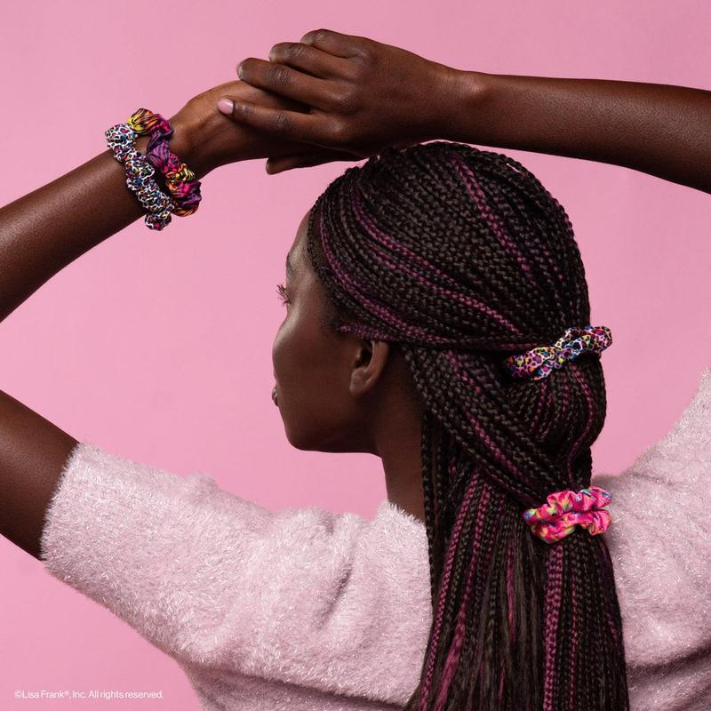 Lisa Frank x Kitsch Collaboration - Rainbow Leopard Ruched Satin Scrunchies
