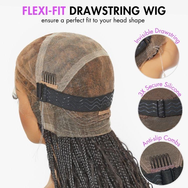 1. Luvme 26" Knotless Bohemian Braid Wig - Full Lace Invisible Drawstring, Flexible Fit Natural Scalp