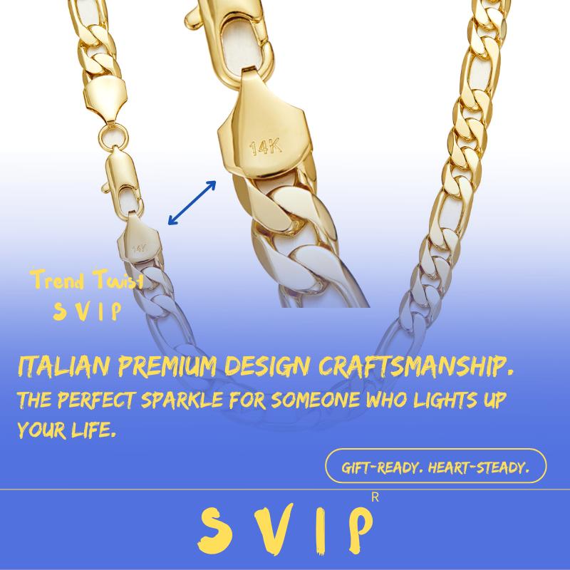 14K Gold-Plated Italian Figaro Chain Necklace – 24" Cuban Link (2mm/10mm) | Tarnish-Free Streetwear Jewelry for Him