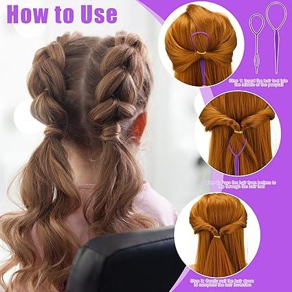 32 Colorful Elastic Hair Rubber Bands (1700 Pcs) +14 Styling Tools - Toddlers & Girls