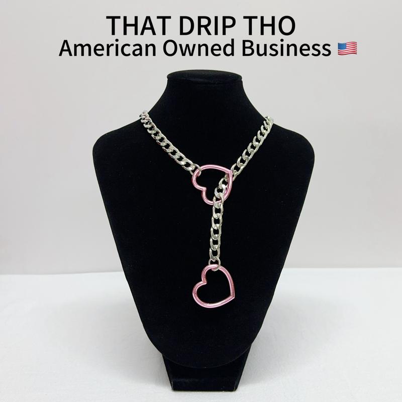 ThatDripTho Heart O-Ring Slip Chain – Punk Style Adjustable Unisex Daily Jewelry