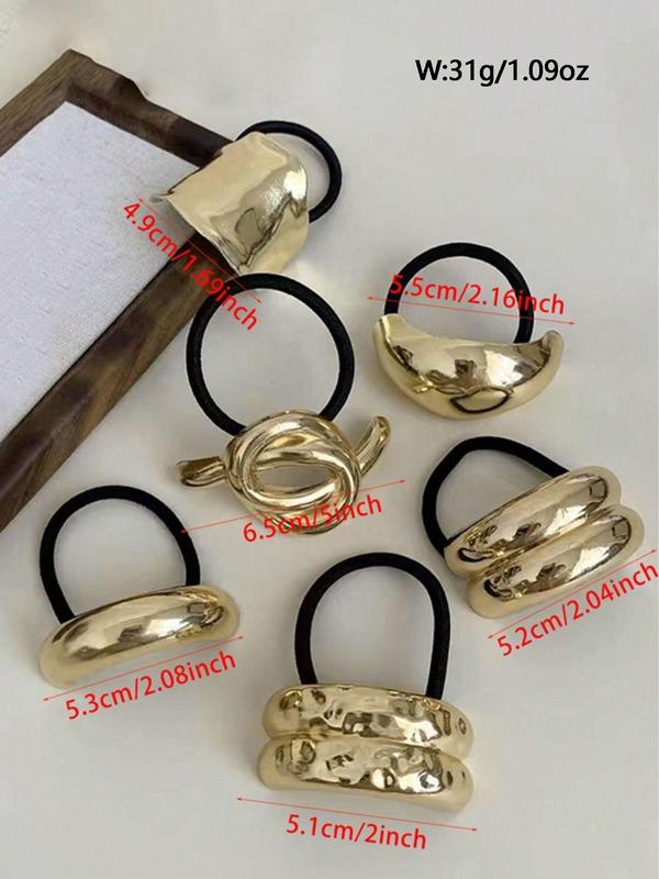Women's Elegant Metal Decor Elastic Hair Ties - Minimalist Versatile Accessory for Thick Hair
