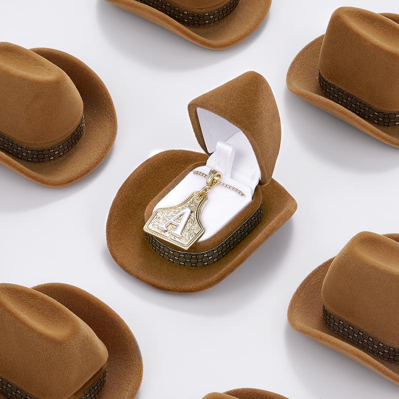 KissYan Cow Tag Initial Necklace - Handmade Two-Toned Gold Silver 20" Adjustable Chain TikTokShopBlackFriday