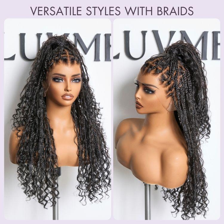 1. Luvme 26" Knotless Bohemian Braid Wig - Full Lace Invisible Drawstring, Flexible Fit Natural Scalp