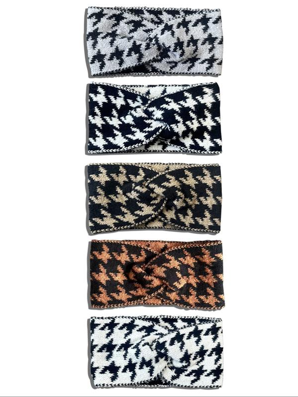 Women's 5-Piece Adjustable Knitted Headbands - Retro Design, High Elasticity for Daily & Outdoor