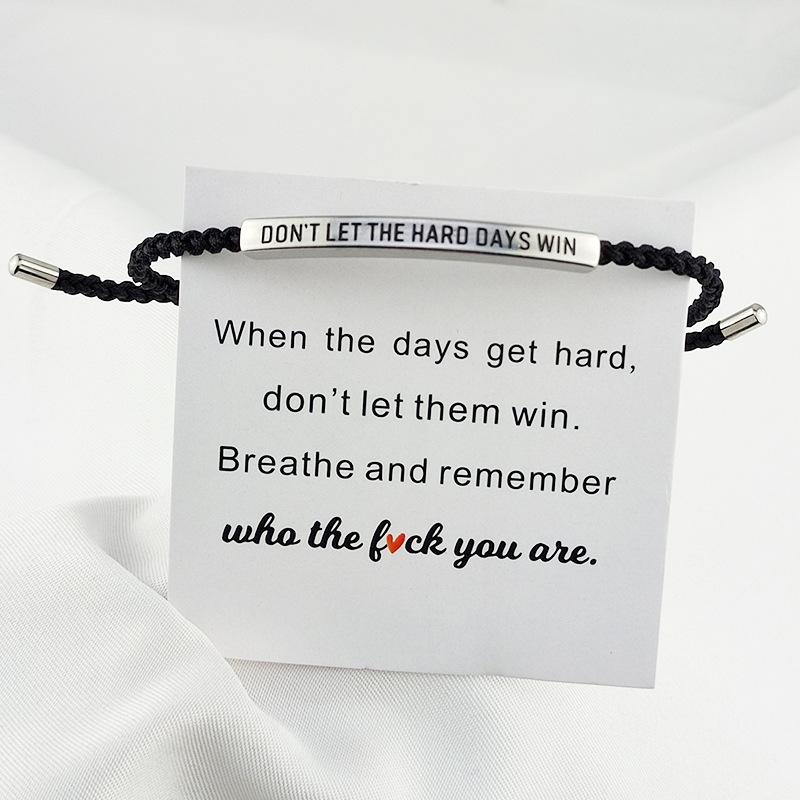 "Don't Let The Hard Days Win" Inspire Bracelet - Stainless Steel 18k Gold Plated Braided Engraved Design | Adjustable to 10"